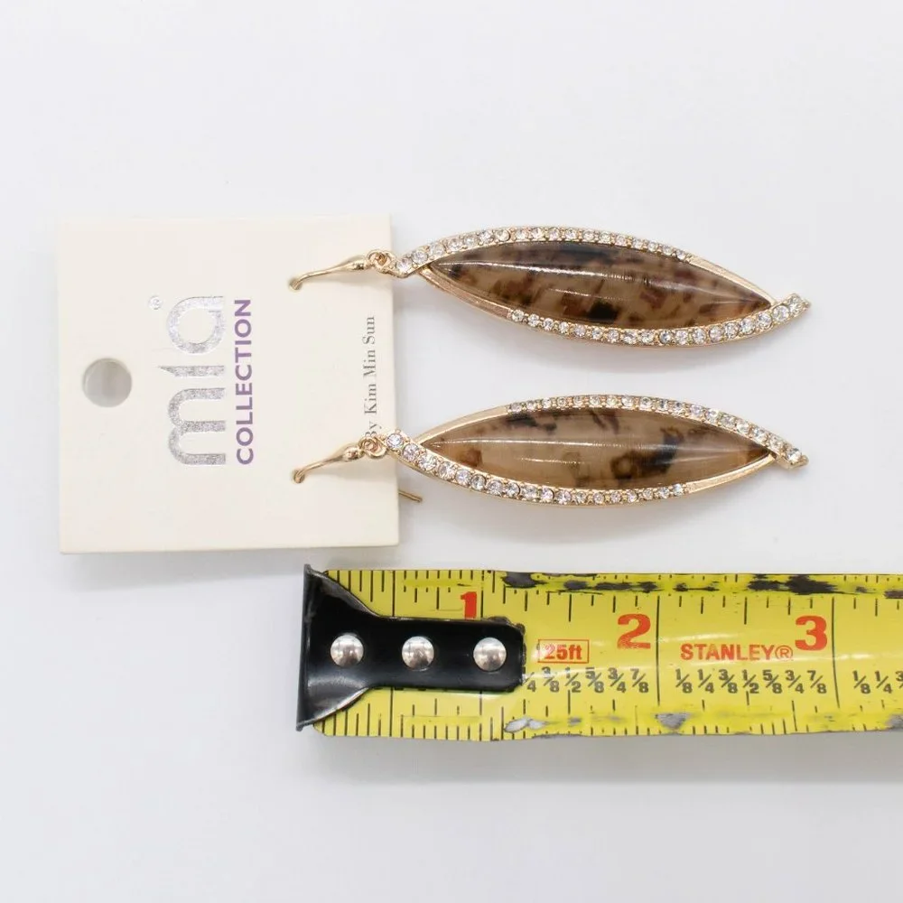 Mia Collection by Kim Min‎ Sun Brown Gold Jeweled Dangle Earrings